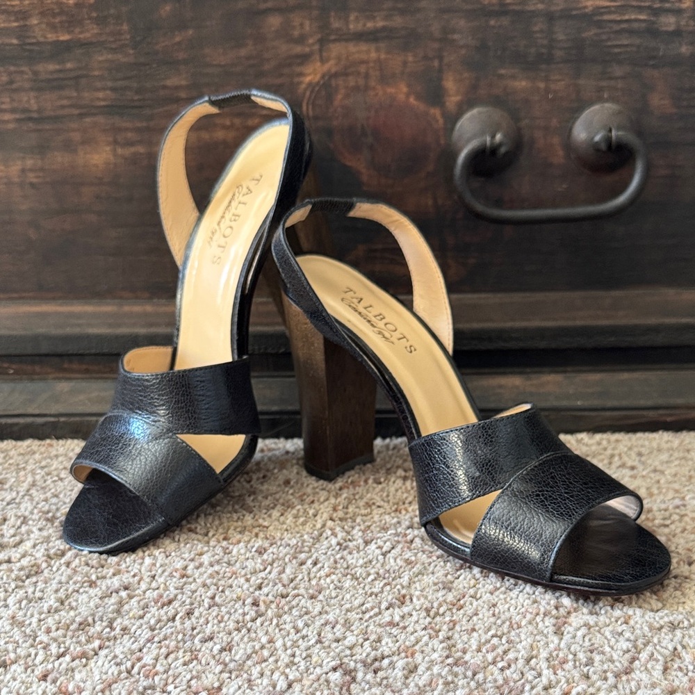 Talbots Black Open-Toe Heels